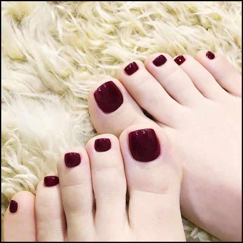 Red Press On Acrylic Toenails for Women and Girls