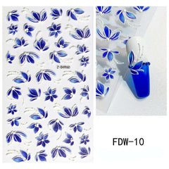 5D Embossed Flower Leaves Nail Art Stickers Self Adhesive Nail Decals