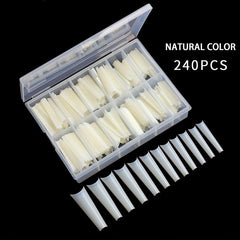 240pcs Soft Gel Nail Tips Natural Clear Extra Long Coffin Shaped False Nail Tips