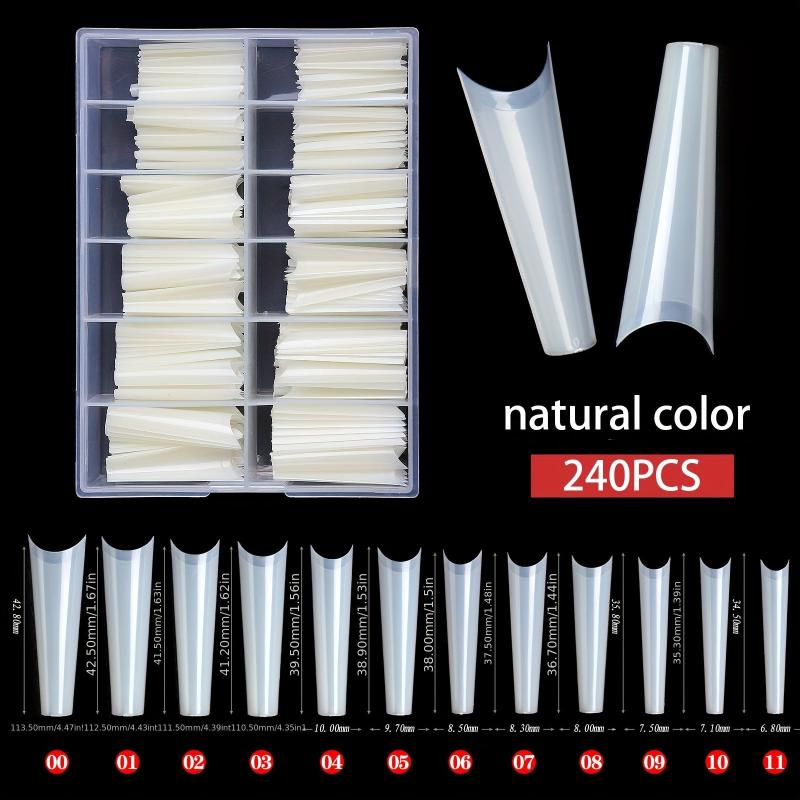 240pcs Soft Gel Nail Tips Natural Clear Extra Long Coffin Shaped False Nail Tips