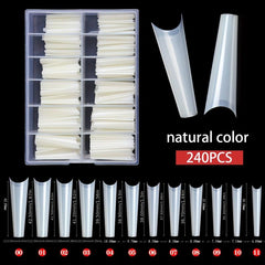 240pcs Soft Gel Nail Tips Natural Clear Extra Long Coffin Shaped False Nail Tips