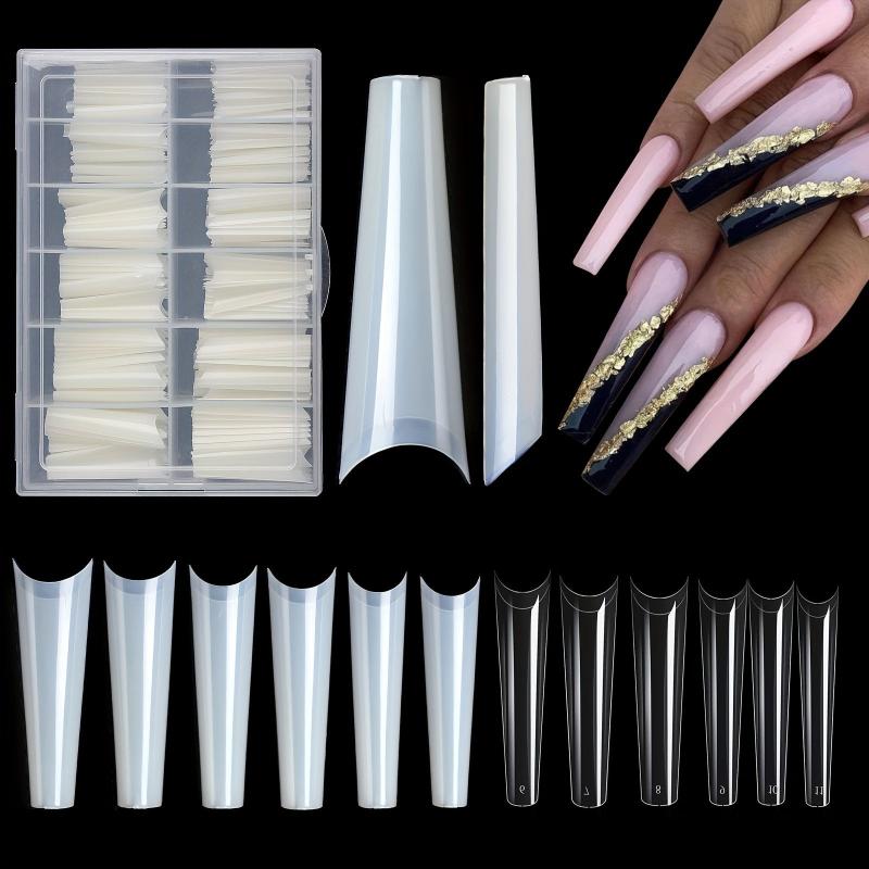 240pcs Soft Gel Nail Tips Natural Clear Extra Long Coffin Shaped False Nail Tips