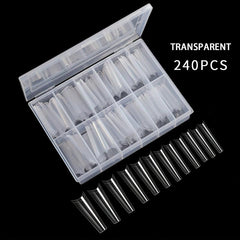240pcs Soft Gel Nail Tips Natural Clear Extra Long Coffin Shaped False Nail Tips
