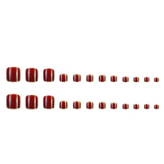 24 Pcs Burgundy Glitter False Nails - Waterproof Quick Nails Stickers