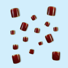 24 Pcs Burgundy Glitter False Nails - Waterproof Quick Nails Stickers