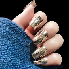 24 pcs Metallic Mirror Press On Nails for Women and Girls