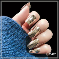 24 pcs Metallic Mirror Press On Nails for Women and Girls