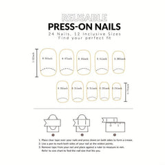 24 pcs Sparkling French Press On Nails with Pearls