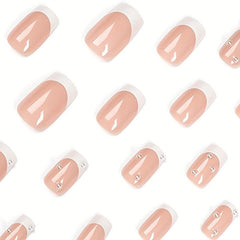 24 pcs Sparkling French Press On Nails with Pearls