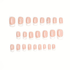 24 pcs Sparkling French Press On Nails with Pearls