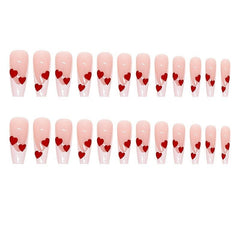 24 pcs Red LOVE French Artificial Nails Long Ballet False Nails for Women
