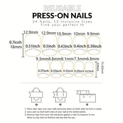 24pcs Green French Tip Press On Nails with Glitter Heart