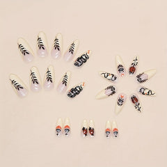 24pcs Scary Red Rose Flame Press On Nails Glossy Snake False Nails
