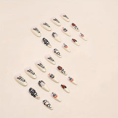 24pcs Scary Red Rose Flame Press On Nails Glossy Snake False Nails