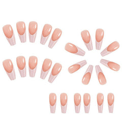 24 pcs Long French Ballerina False Nails DIY Press On Nails Home Manicure Kit