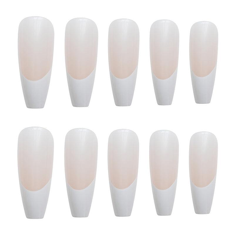 24 pcs Long French Ballerina False Nails DIY Press On Nails Home Manicure Kit