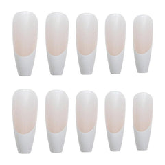 24 pcs Long French Ballerina False Nails DIY Press On Nails Home Manicure Kit