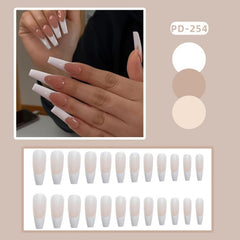 24 pcs Long French Ballerina False Nails DIY Press On Nails Home Manicure Kit