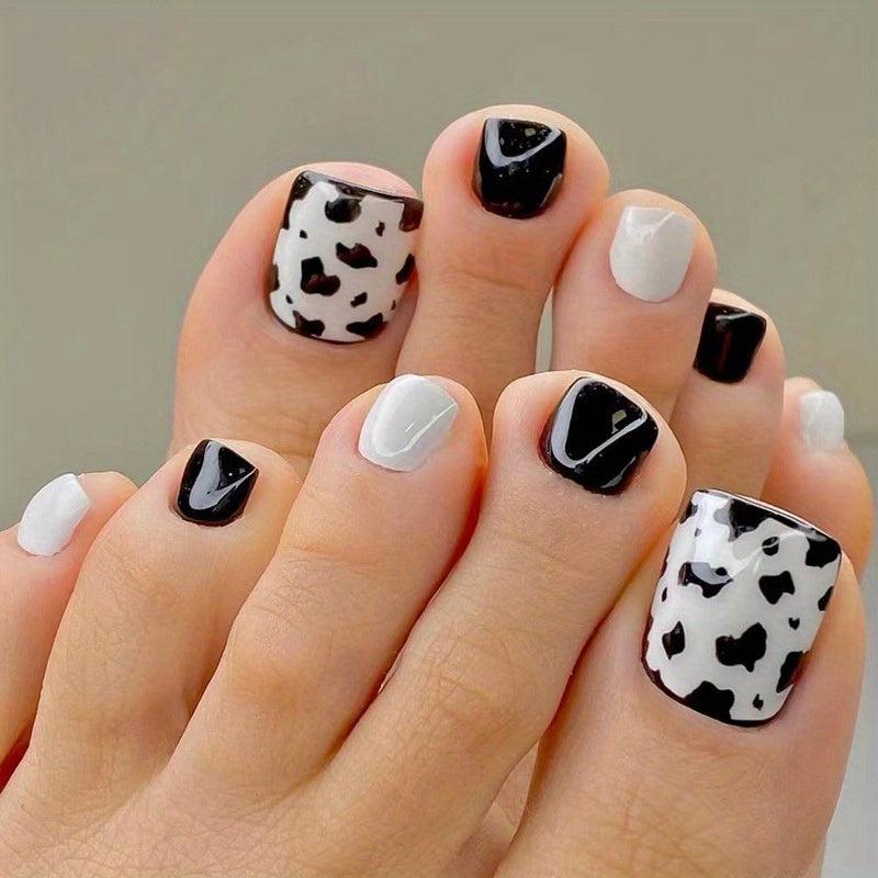 Leopard Print Y2K Press On Toenails Full Cover False Toenails