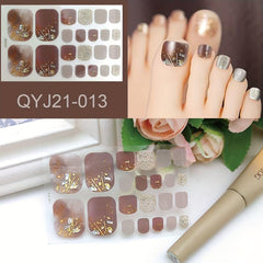 22pcs Gradient Toe Nail Stickers with Sequins and Glitter DIY Manicure Decals