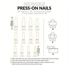 24pcs Rainbow Gradient Press On Nails with Flower Matte Full Cover Long Almond