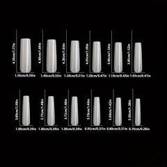 Acrylic Nail Tips Set Clear Natural Almond Stiletto Ballerina Squoval Tips