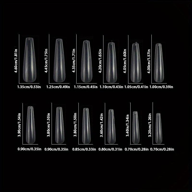 Acrylic Nail Tips Set Clear Natural Almond Stiletto Ballerina Squoval Tips