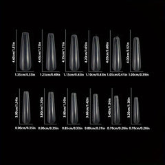 Acrylic Nail Tips Set Clear Natural Almond Stiletto Ballerina Squoval Tips