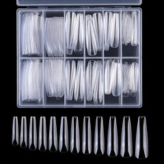 Acrylic Nail Tips Set Clear Natural Almond Stiletto Ballerina Squoval Tips