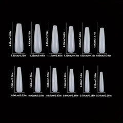 Acrylic Nail Tips Set Clear Natural Almond Stiletto Ballerina Squoval Tips