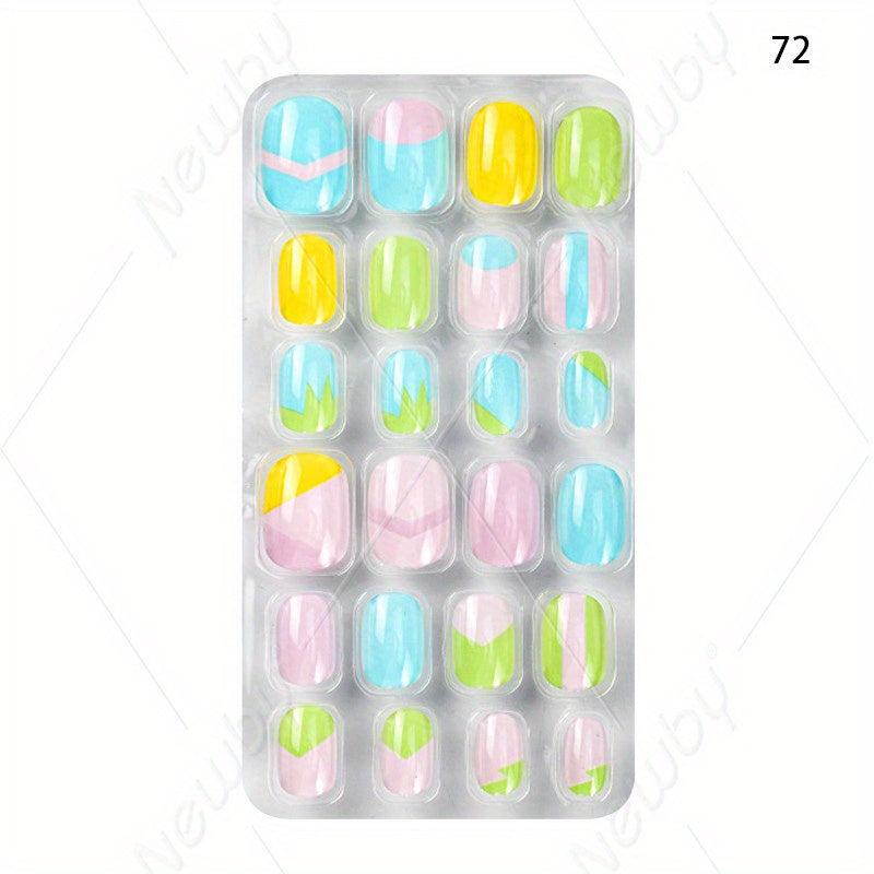 24pcs Halloween Christmas False Nails Glossy Glue On Nails for Women & Girls