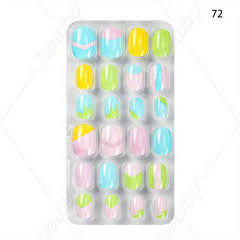 24pcs Halloween Christmas False Nails Glossy Glue On Nails for Women & Girls