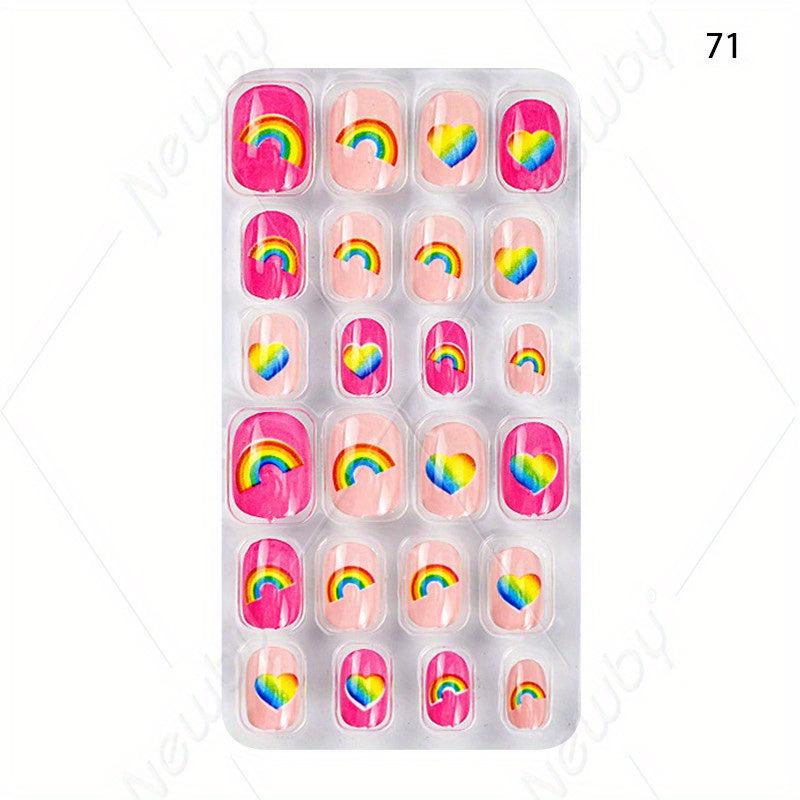 24pcs Halloween Christmas False Nails Glossy Glue On Nails for Women & Girls