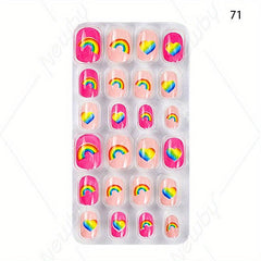 24pcs Halloween Christmas False Nails Glossy Glue On Nails for Women & Girls