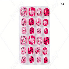 24pcs Halloween Christmas False Nails Glossy Glue On Nails for Women & Girls
