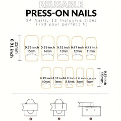 96Pcs Square Shape Solid & Press On Nails DIY Set