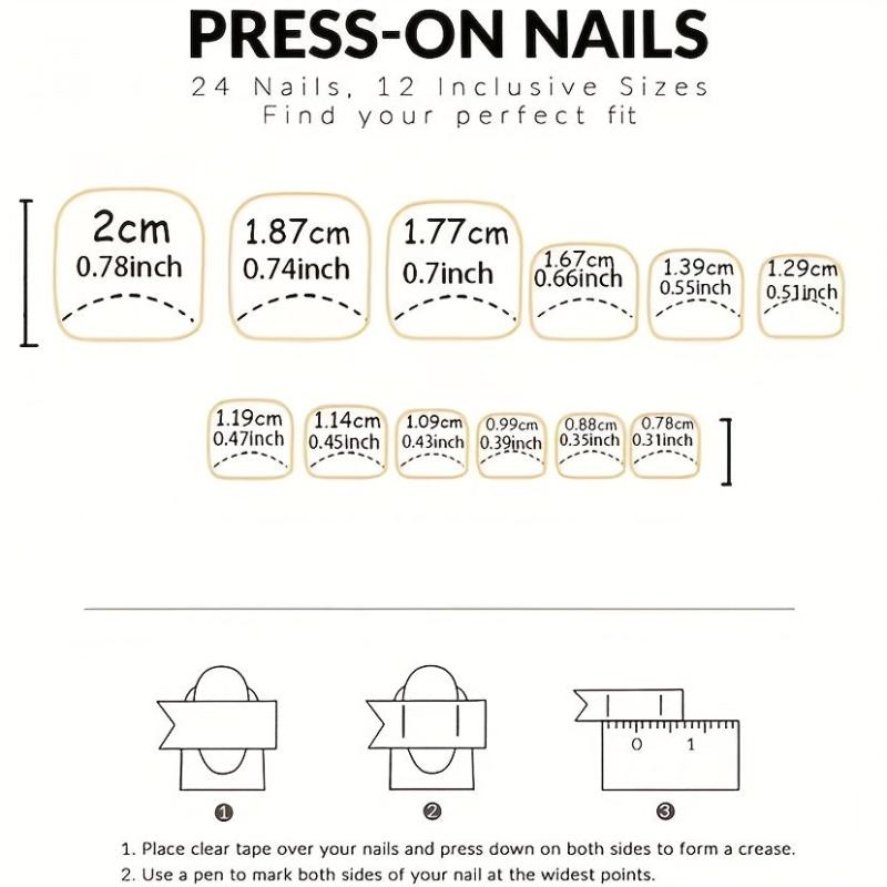 96Pcs Square Shape Solid & Press On Nails DIY Set
