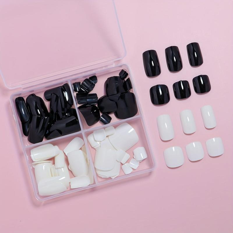 96Pcs Square Shape Solid & Press On Nails DIY Set