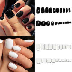 96Pcs Square Shape Solid & Press On Nails DIY Set
