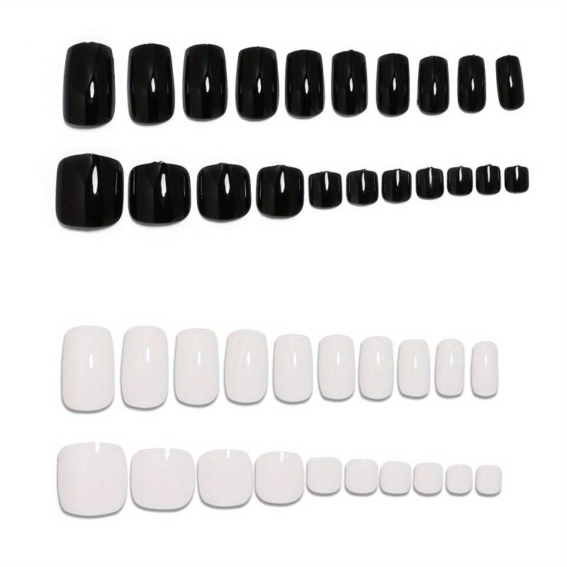 96Pcs Square Shape Solid & Press On Nails DIY Set