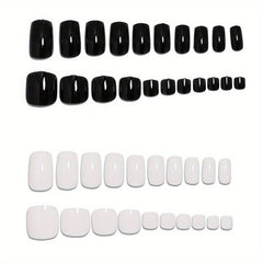 96Pcs Square Shape Solid & Press On Nails DIY Set
