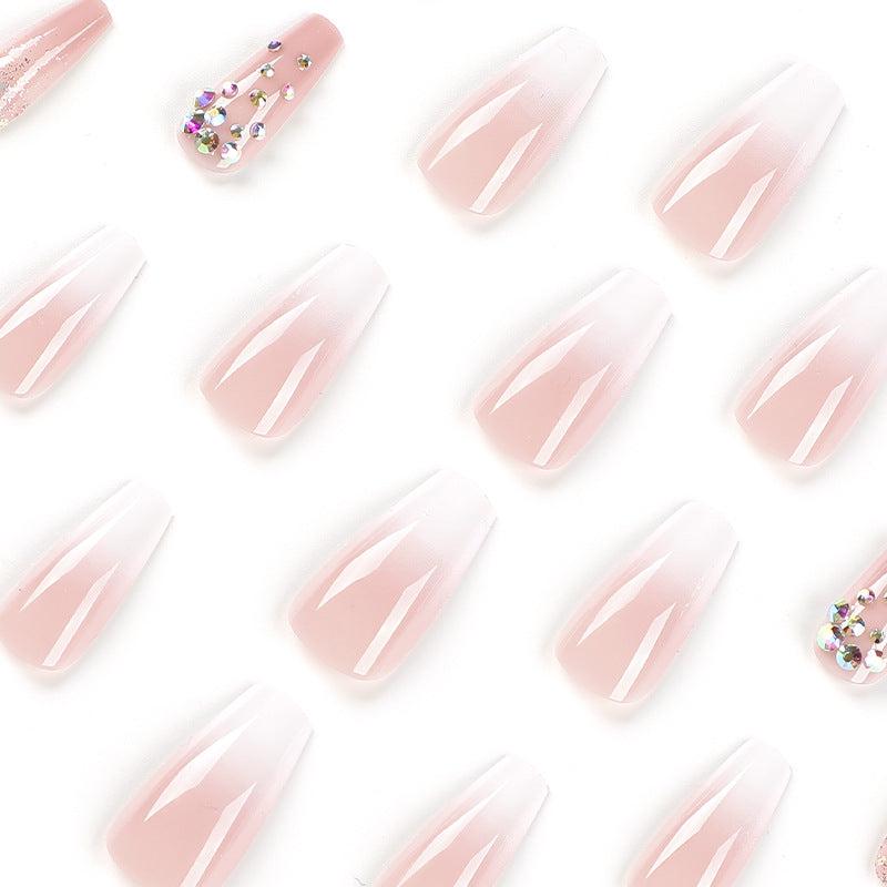 Y2K JIARUO 24pcs Press On Nail False Nails Pink & Glittering Nail Plate