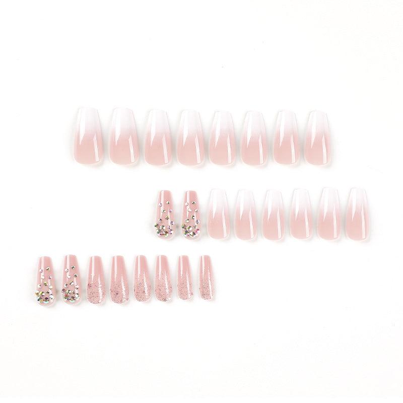 Y2K JIARUO 24pcs Press On Nail False Nails Pink & Glittering Nail Plate