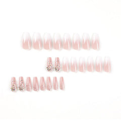 Y2K JIARUO 24pcs Press On Nail False Nails Pink & Glittering Nail Plate