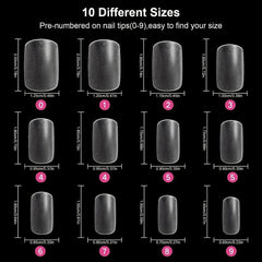 600Pcs Short Square Nail Tips Full Cover Acrylic French Nail Tips