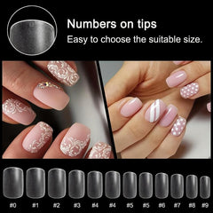 600Pcs Short Square Nail Tips Full Cover Acrylic French Nail Tips