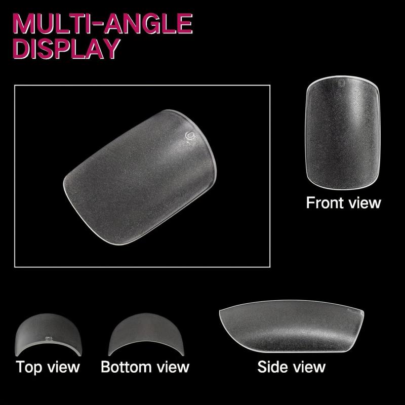 600Pcs Short Square Nail Tips Full Cover Acrylic French Nail Tips
