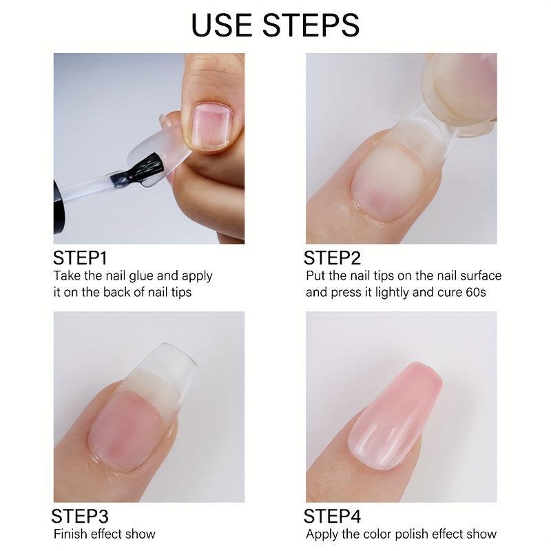 240pcs Soft Gel Nail Tips Matte Clear Acrylic Nail Tips