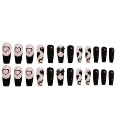 24 Pcs Bowknot Press On Nails Tape On Nails For Women And Girls