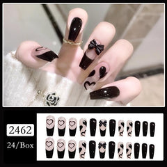 24 Pcs Bowknot Press On Nails Tape On Nails For Women And Girls